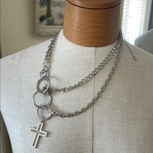 ASOS Silver Layered Cross Necklace